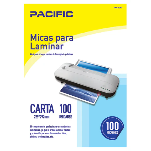 100 Laminas Micas Termolaminadora Carta 100 Micrones - Ps