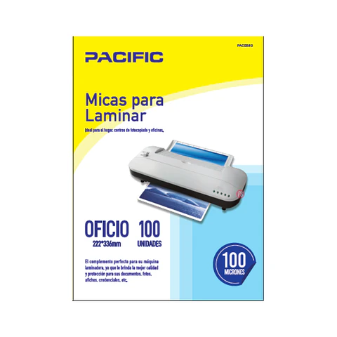 100 Laminas Micas Termolaminadora Oficio 100 Micrones - Ps