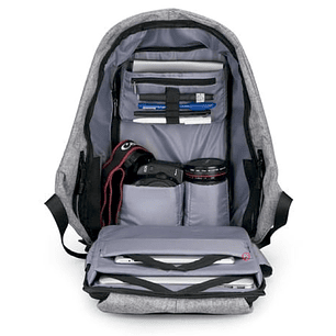 Mochila Antirrobo Impermeable Usb Color Gris - Ps
