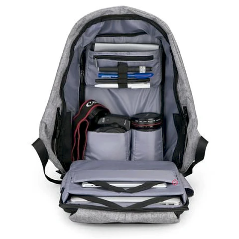 Mochila Antirrobo Impermeable Usb Color Gris - Ps