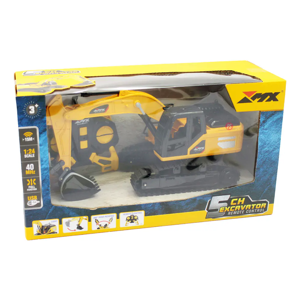 Maquina Excavadora Juguete RC Con Luz Escala 1:24 - PS 3