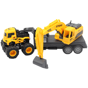 Camión De Juguete Remolque a Fricción con Excavadora - PS