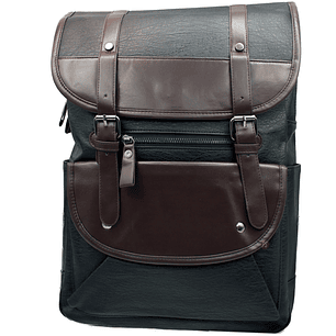 Mochila Vintage Unisex Tipo Cuero Negra - PS
