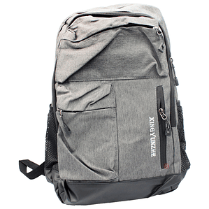 Mochila Notebook Puerto USB y Bolsillos Secretos Gris - PS