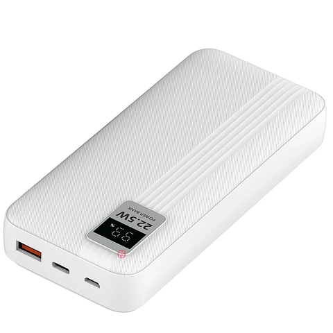 Power Bank 20000mAh 22.5W + 2 Cables Incluidos Blanco - PS