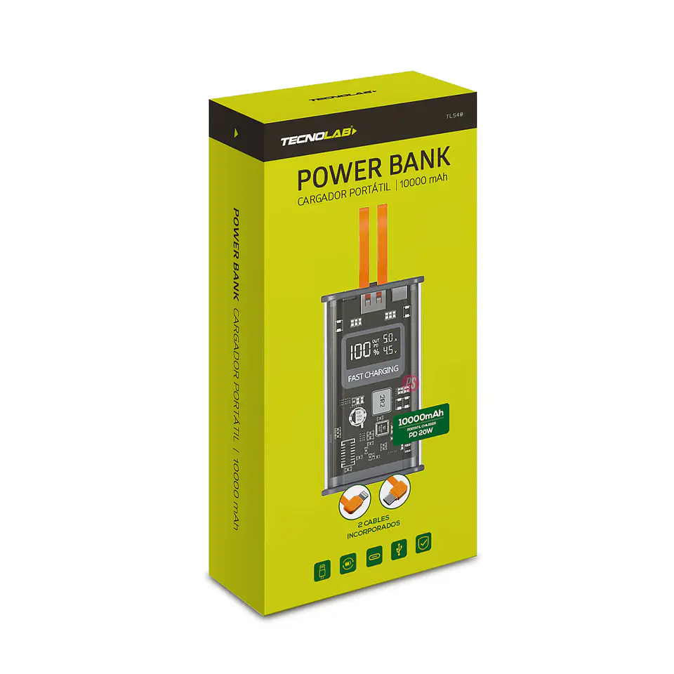 Power Bank 10000mAh 22.5W Diseño Transparente - PS 4