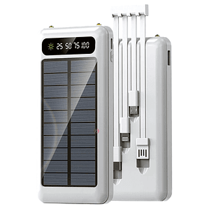 Power Bank Solar 10000mAh Con Cable Carga Blanco - PS