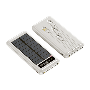 Power Bank Solar 10000mAh Con Cable Carga Blanco - PS