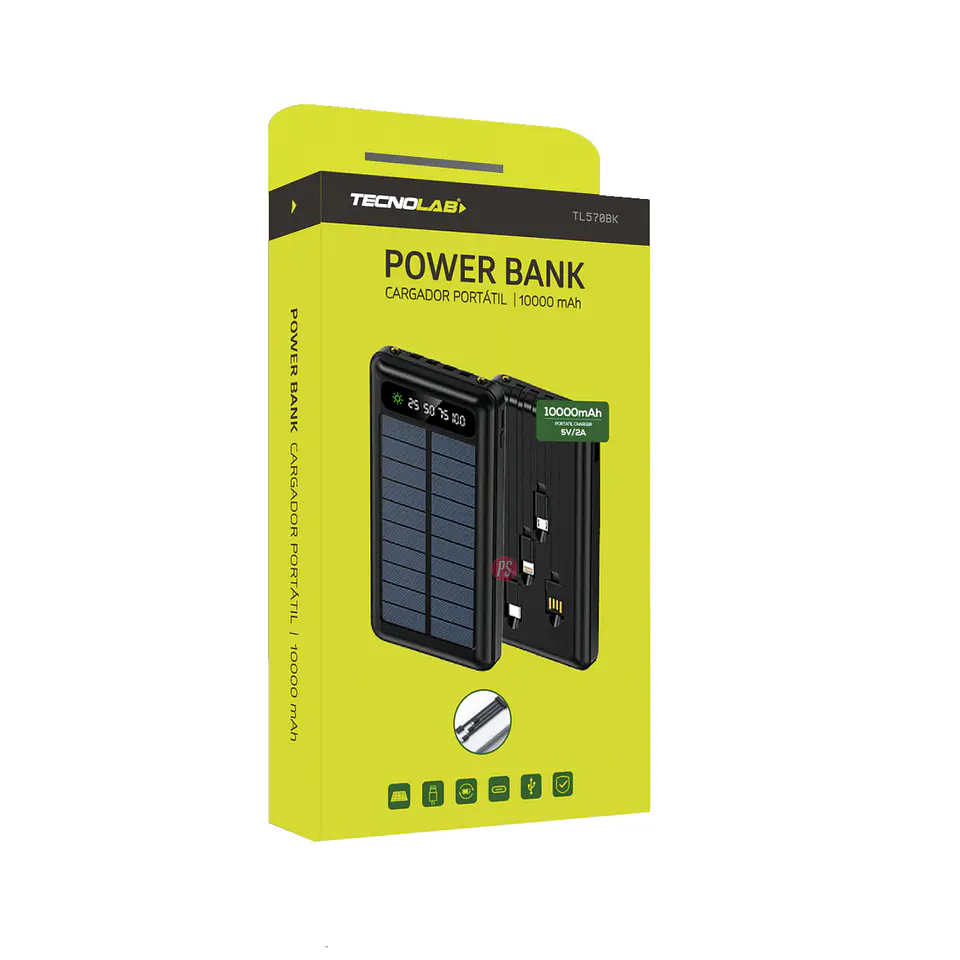 Power Bank Solar 10000mAh Con Cable Carga Blanco - PS 3