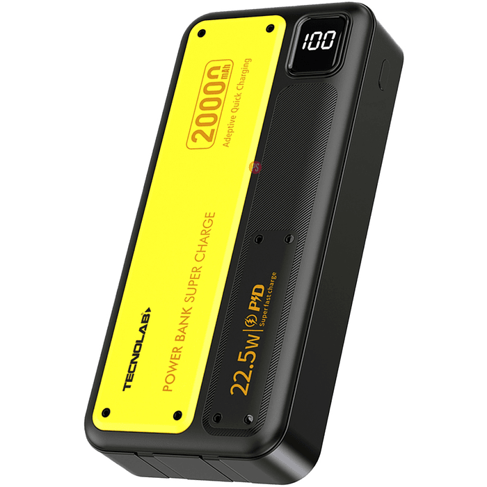 Power Bank 20000mAh 22.5W Pantalla LED Negro/Amarillo - PS 1