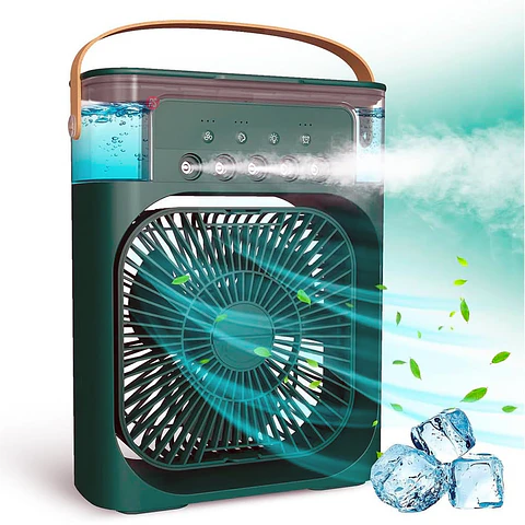 Ventilador Usb Portátil Led Con Rociador Verde - PS