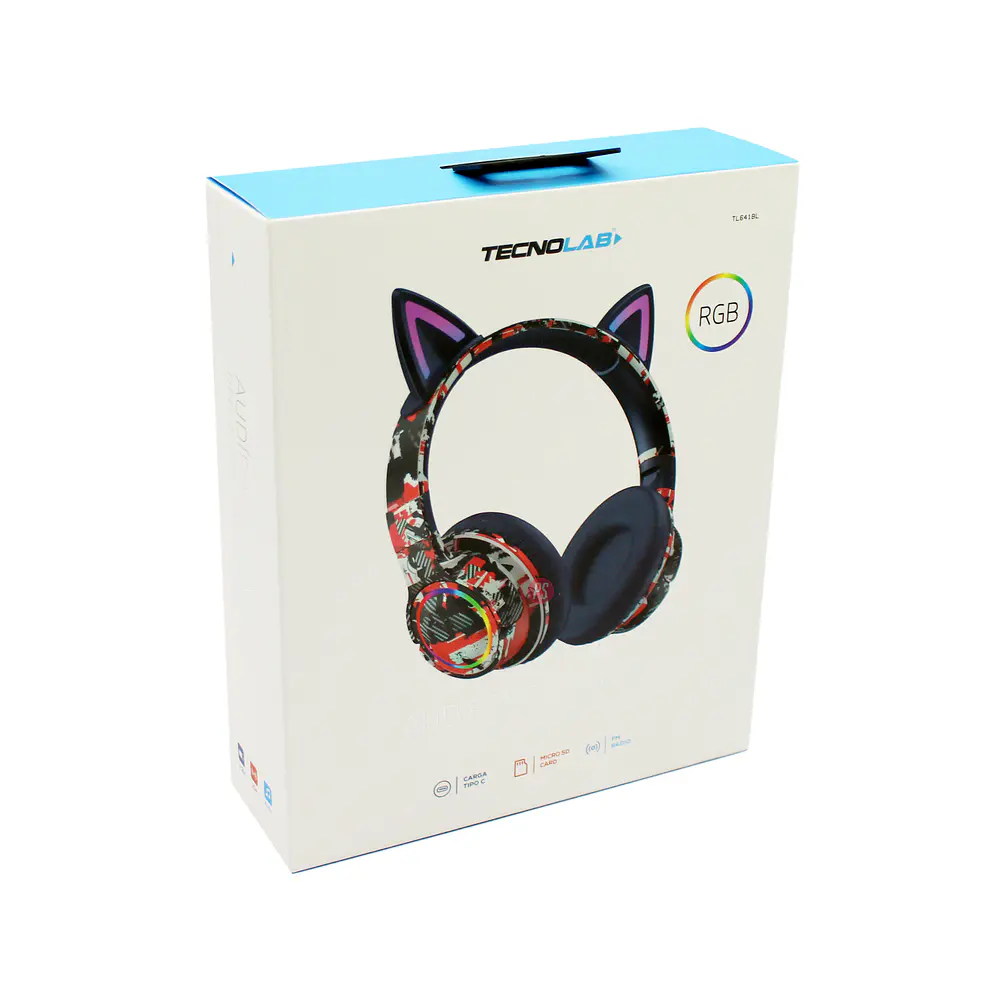 Audífonos Bluetooth Gatito Azul RGB ¡Vida a tu Música! - PS 3