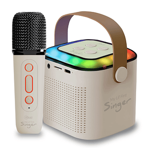 Parlante Karaoke Rgb Con Micrófono Inalámbrico Blanco - PS