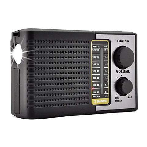 Radio Portátil AM/FM/SW Con Panel Solar, USB Y Luz LED - PS