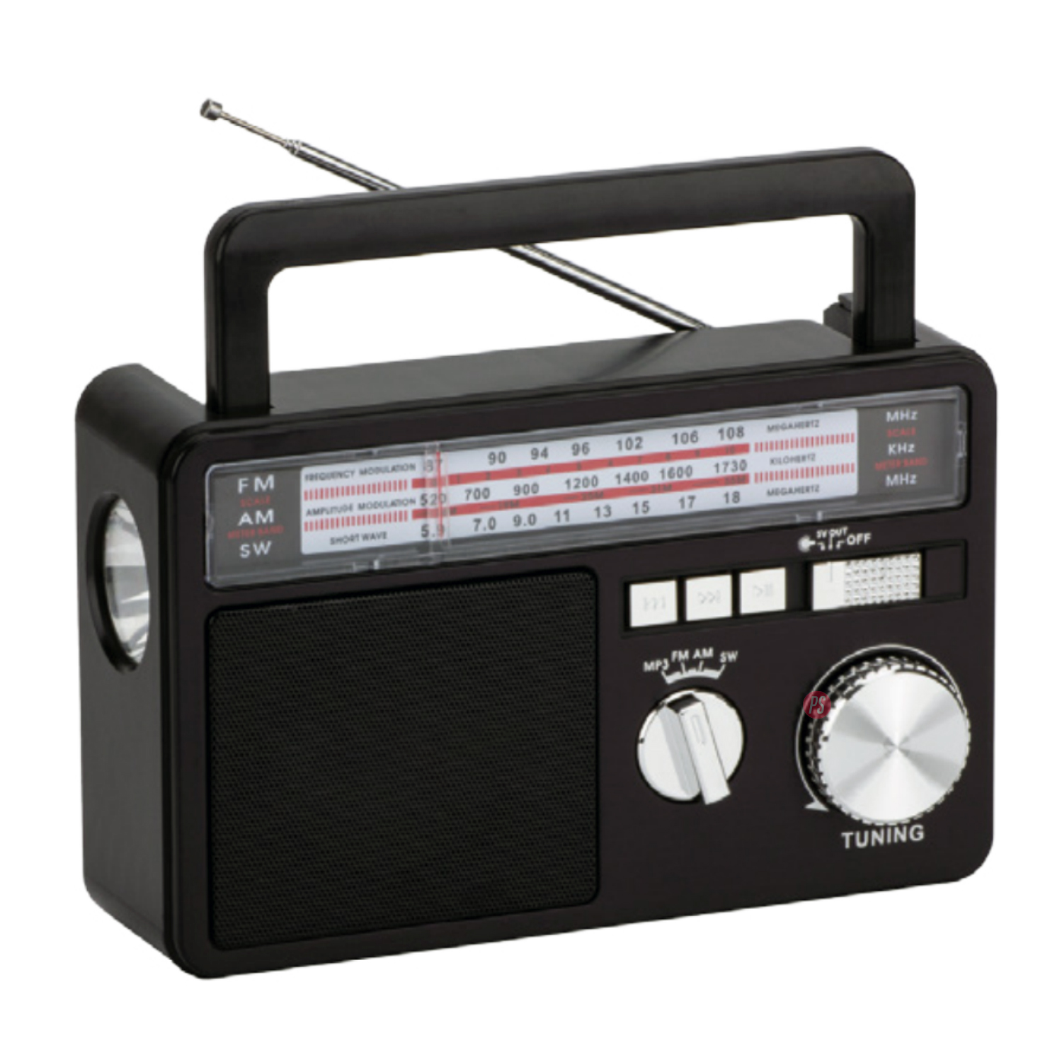 Radio AM/FM/SW Con Panel Solar, USB Y Linterna LED - PS - Miniatura 1