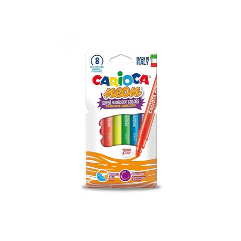 Plumones Neón Caja 8 Colores Carioca - Ps