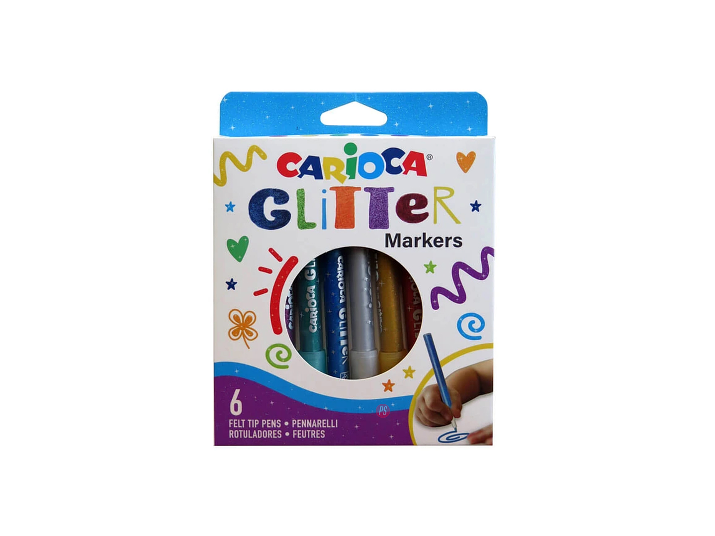 Marcador Glitter 6 Colores Tinta A Base De Agua - Ps 1