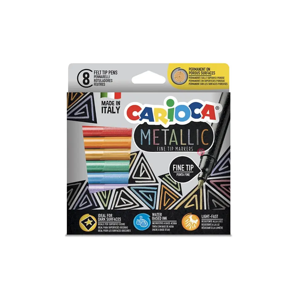 Plumones Metallic Punta Fina 8 Colores Carioca - Ps 1