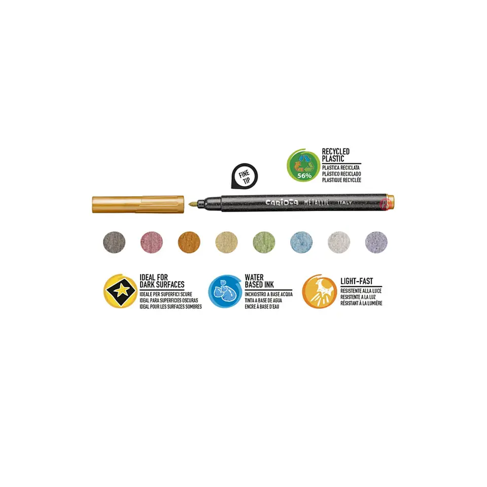 Plumones Metallic Punta Fina 8 Colores Carioca - Ps 2