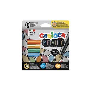 Plumones Metallic Punta Maxi 6 Colores Carioca - Ps
