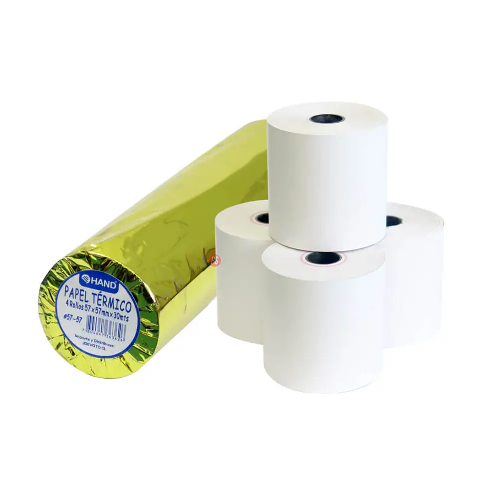 4 Rollos Papel Térmico 57x57mm 30mts Hand - Ps 1