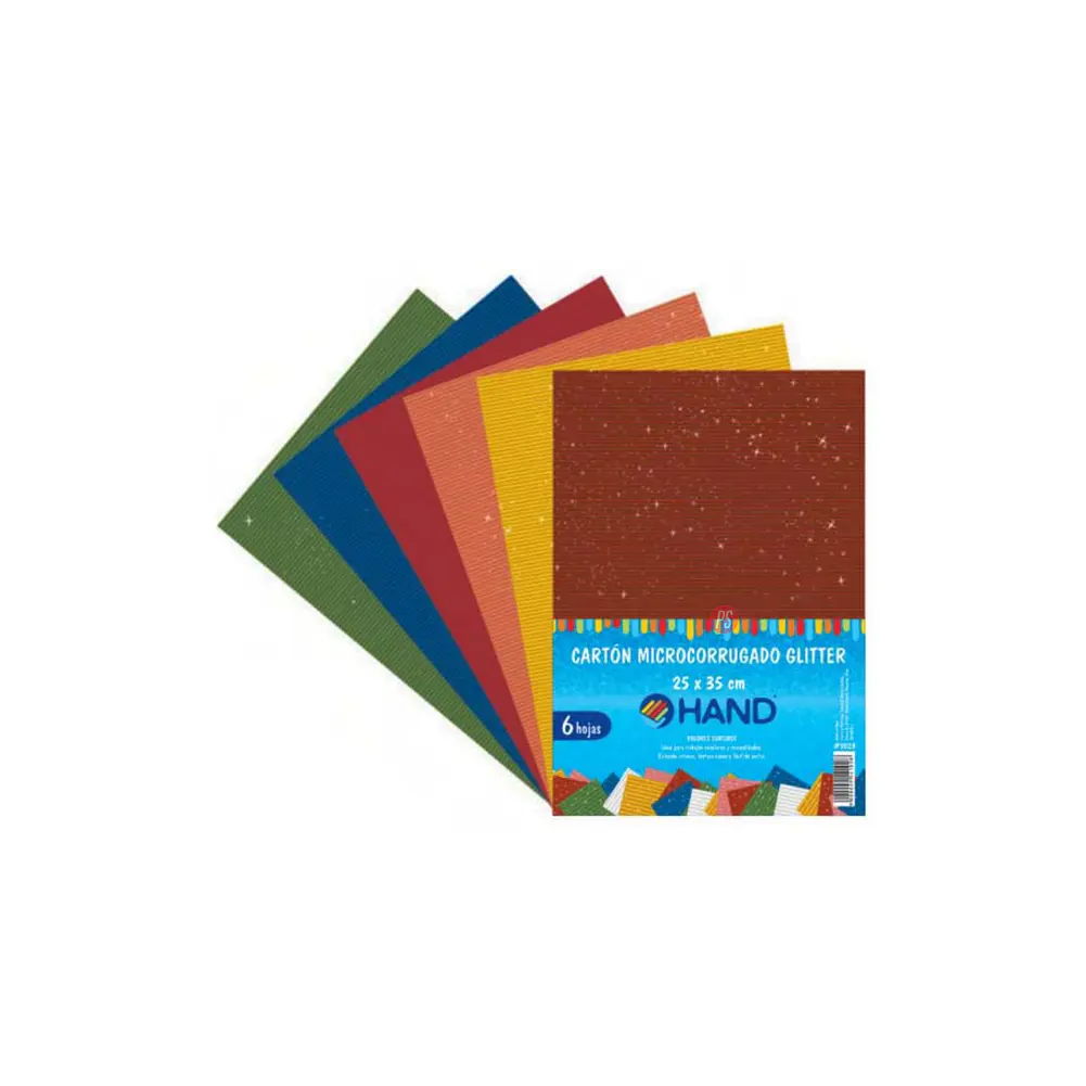 Pack 60 hojas Cartón Microcorrugado Glitter 25x35 cms Colores - PS 1