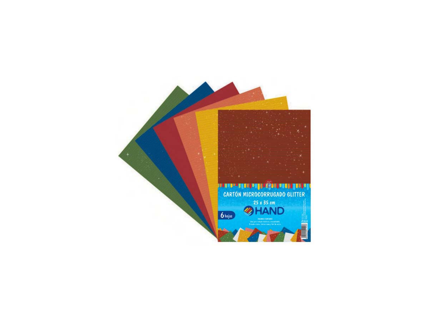 Pack 60 hojas Cartón Microcorrugado Glitter 25x35 cms Colores - PS 1