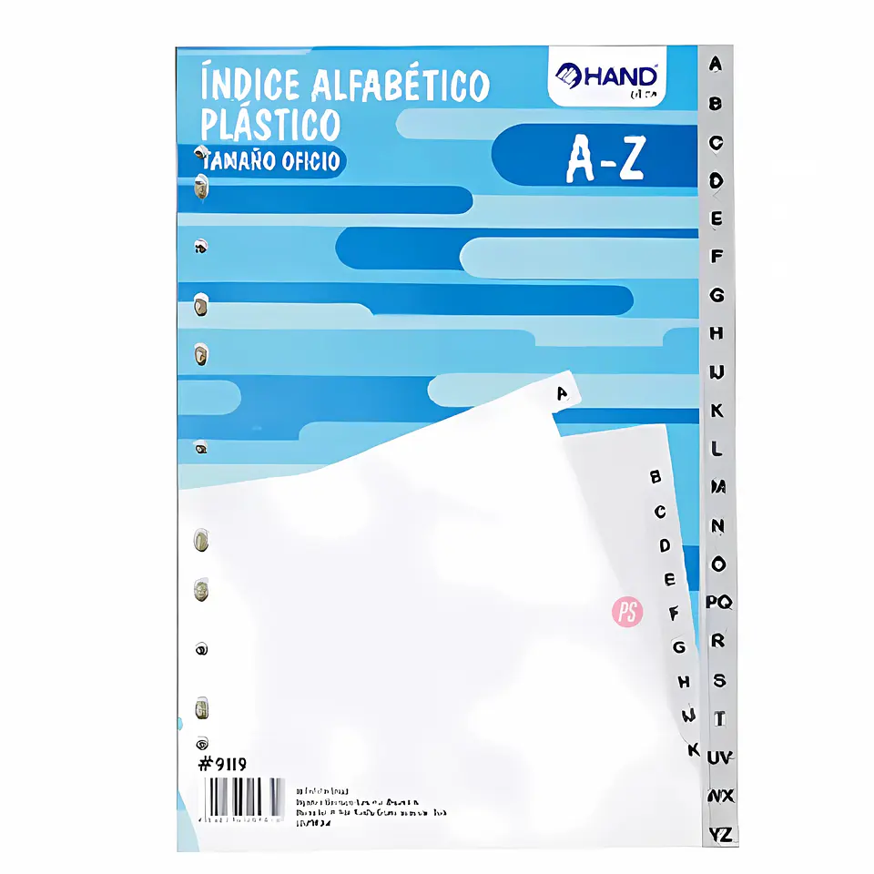 Índice Alfabético Plástico Azul Tamaño Oficio - PS 1