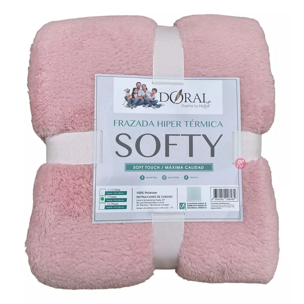 Frazada Softy Lisa 2 Plazas Hipertermica Tonos Claros - PS 1