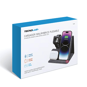 Cargador Inalámbrico QI Plegable 3 en 1 Carga Rápida - PS