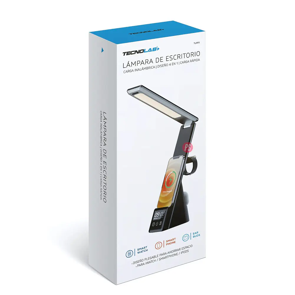 Lámpara Escritorio 4 en 1 con Cargador Inalámbrico Qi - PS 2