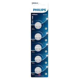 5 Pilas CR2032 Litio 3V Philips - PS