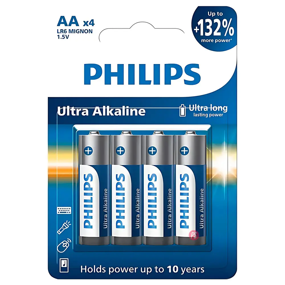 4 Pilas Alcalinas AA Blíster Philips LR6E4B - PS 1
