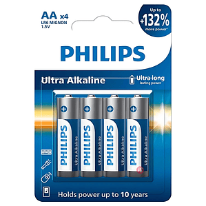 4 Pilas Alcalinas AA Blíster Philips LR6E4B - PS