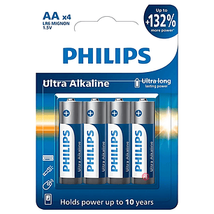 4 Pilas Alcalinas AA Blíster Philips LR6E4B - PS