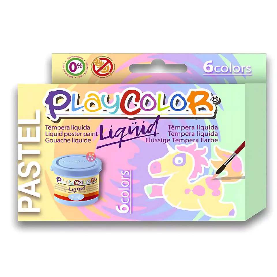 Caja 6 Temperas Líquidas Pastel 40ml Colores Intensos - PS 1