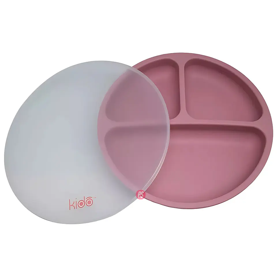 Plato Silicona Bebe Kido Ventosa y 3 Divisiones Colores - PS 1
