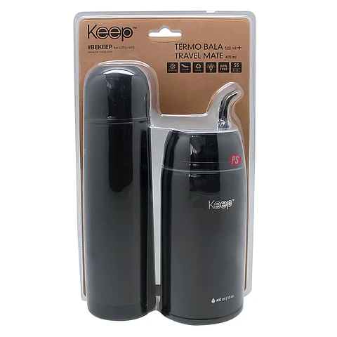 Set Termo Bala + Travel Mate Doble Pared Colores Keep - PS