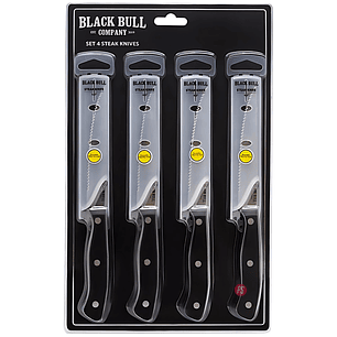 Set 4 Cuchillos Steak Corte Y Estilo Premium Black Bull - PS