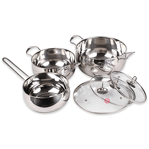 Batería 6 Piezas Acero Inoxidable Con Tapa Vidrio Doral - PS