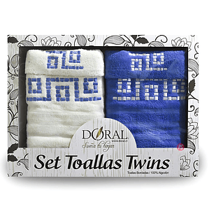 Set 4 Toallas Jacquard Azul Bordada Doral Soft Touch - PS