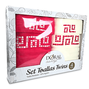 Set 4 Toallas Jacquard Fucsia Bordada Doral Soft Touch - PS