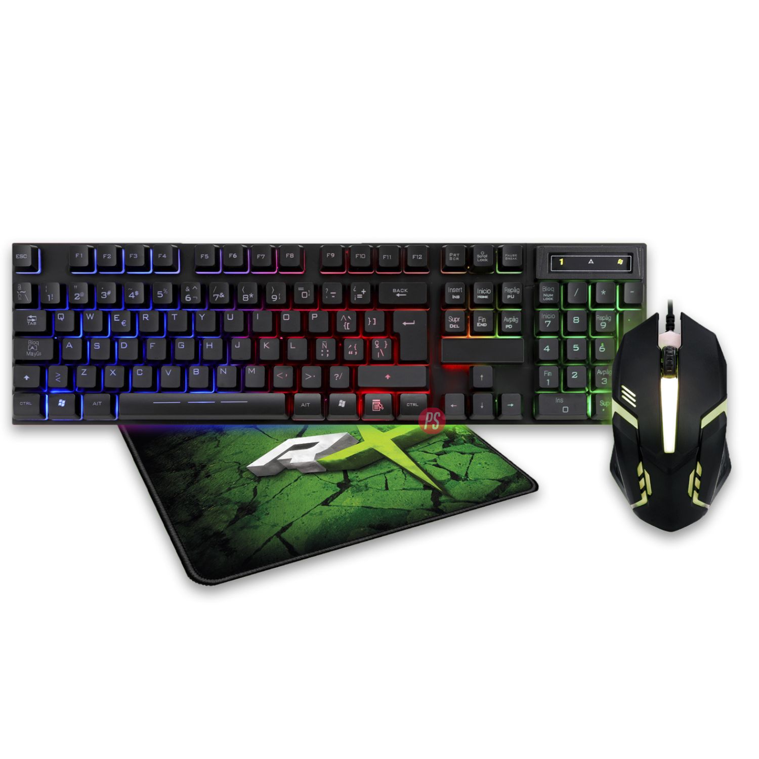 KIT GAMER REPTILEX 4 EN 1 AUDIFONOS + MOUSE+ TECLADO + MOUSE PAD RX0019 NEGRO