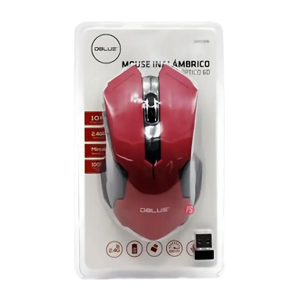 Mouse Óptico Inalámbrico Diseño Color Rojo - Ps 3