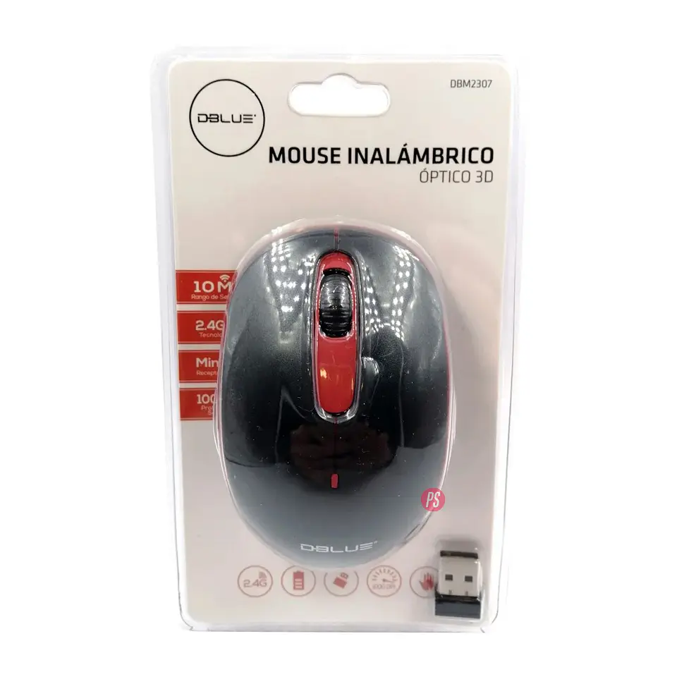 Mouse Inalámbrico Óptico 1000dpi Color Rojo - Ps 2