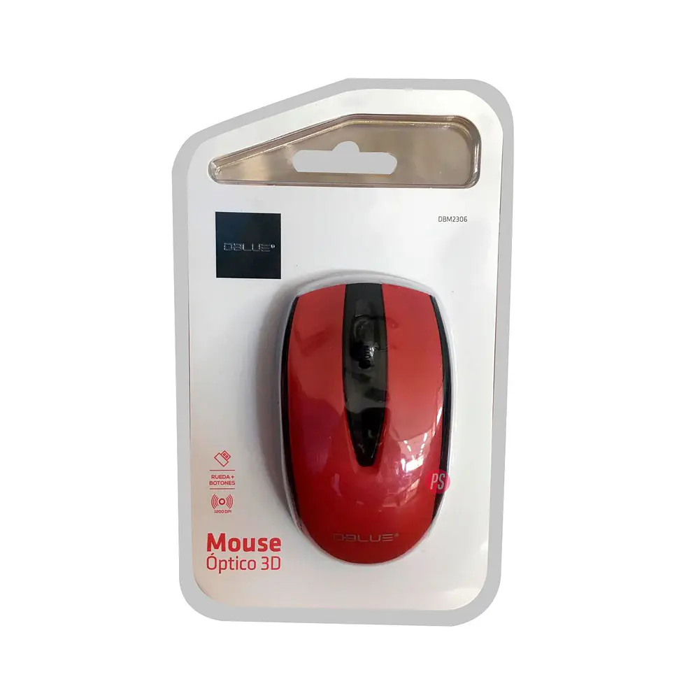 Mouse Inalámbrico Óptico 1200 Dpi Color Rojo - Ps 5