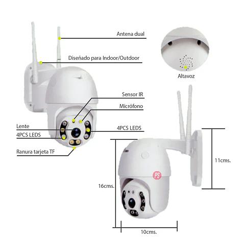 Cámara Ip Ptz De Seguridad Full Hd Wifi Para Exterior - Ps
