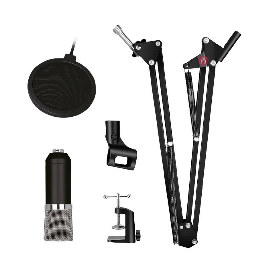 Kit Micrófono + Condensador + Atril Para Grabación - Ps 2