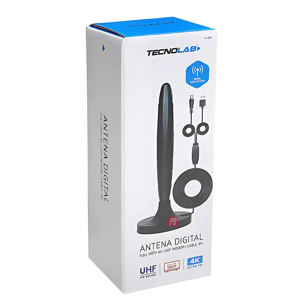 Antena Digital TV 25dB Larga Amplificador Y Cable 3m - PS 2