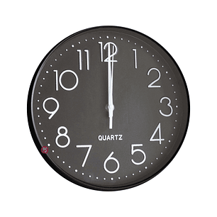 Reloj de Pared 25cm Negro Clásico Números Blancos - PS
